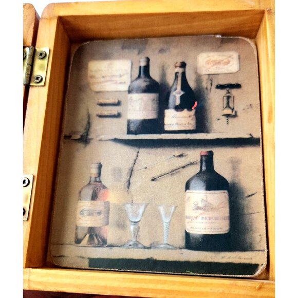 Vintage Greenbrier Coasters Set of 6 Coaster 4 1/2" x 3 1/2" Wood with Wood Box - Picture 5 of 6